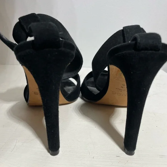 VINCE “GITA” Black Suede Ankle Strap Heeled Sandal Size 8 - Picture 5 of 9